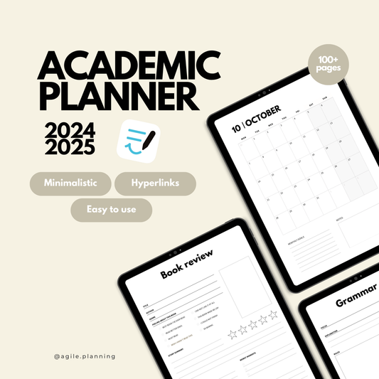 2024/25 Academic Planner for iPad | Hyperlinked Study & Organization Tool for Goodnotes