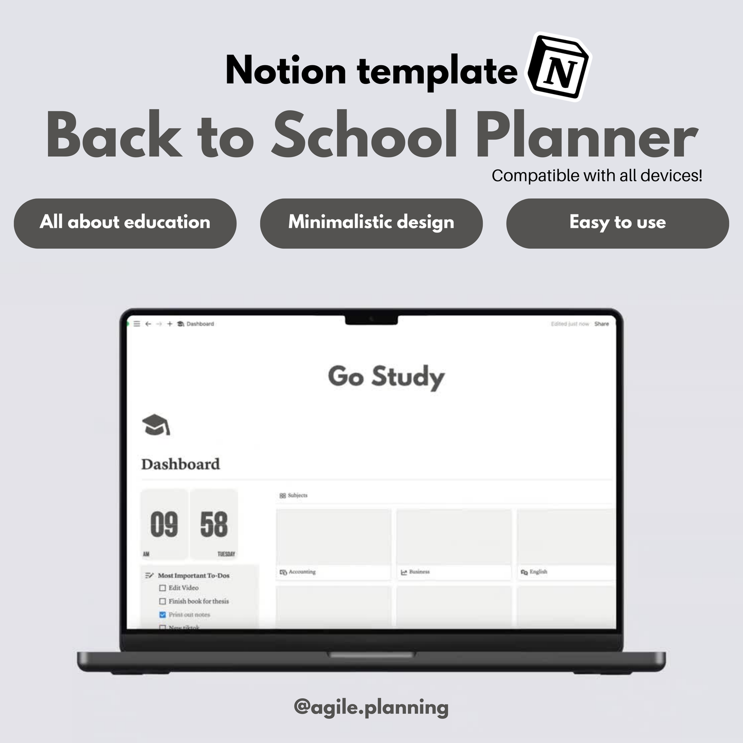 All-in-One Back-to-School Notion Planner | Timetable, Study Tools, Grade Tracker & More
