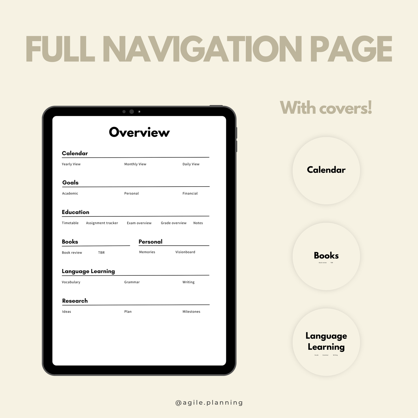 2024/25 Academic Planner for iPad | Hyperlinked Study & Organization Tool for Goodnotes